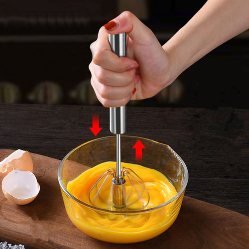 Manual Self Turning Stainless Steel Whisk Hand Blender Egg Beater Mixer Stirring